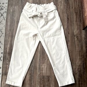 Beige Paper Bag Pants